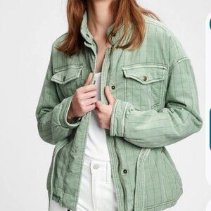 GAP Women's Quilted Utility Chore Jacket Full Zip Size Small Cabincore Relaxed